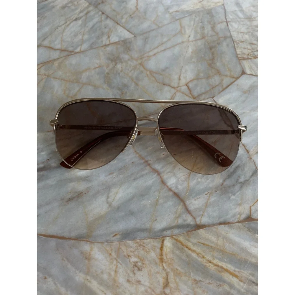 Gold Aviator Sunglasses Gradient Brown Lens Double Bridge UT 22 20 GLD FTG